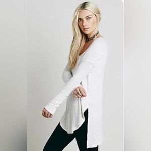 Free People Cream Textured Knit Top